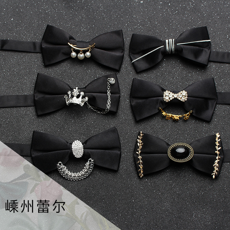 Men'S Grooming For Wedding - パーソナライズされたダイヤモンドの蝶ネクタイ,真珠の羽,高品質,ビジネス,黒と白
