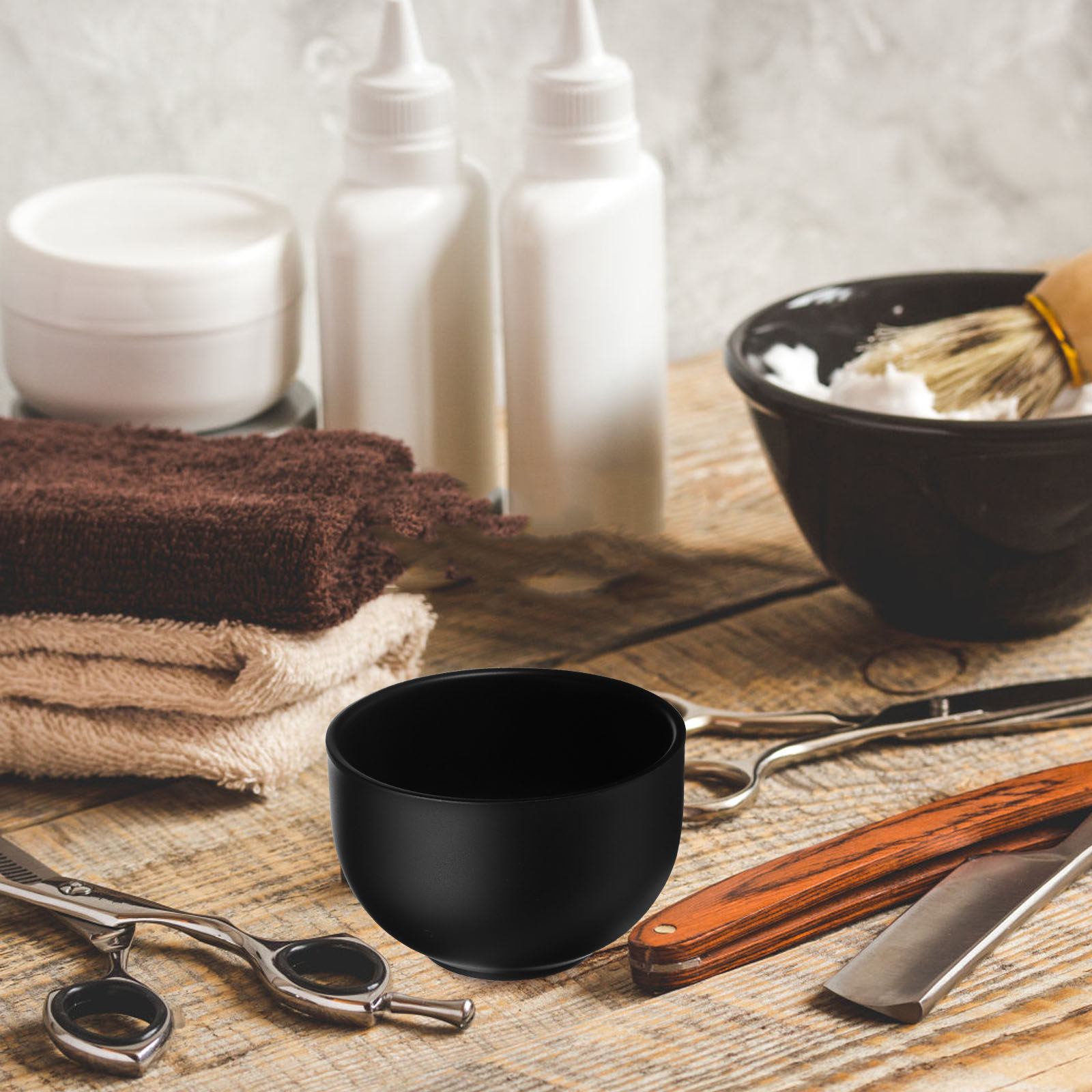 Shaving Bowl Soap - 黒色メンズステンレス製シェービングボウル、二層構造、壊れないシェービングソープボウル、シェービングクリームマグ、シェーブブラシ収納