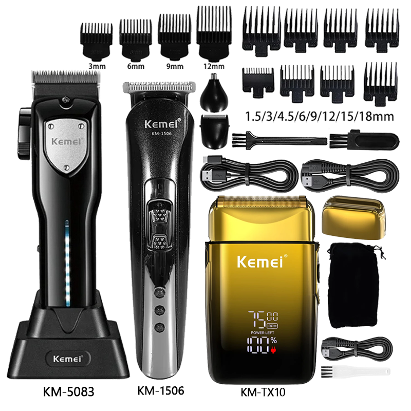 Men'S Grooming Blade - 男性用バリカン、理髪用バリカン、ヘアカットマシン、グルーミングコードレス充電式シェーバー Km-5083 Km-1506 Km-TX10