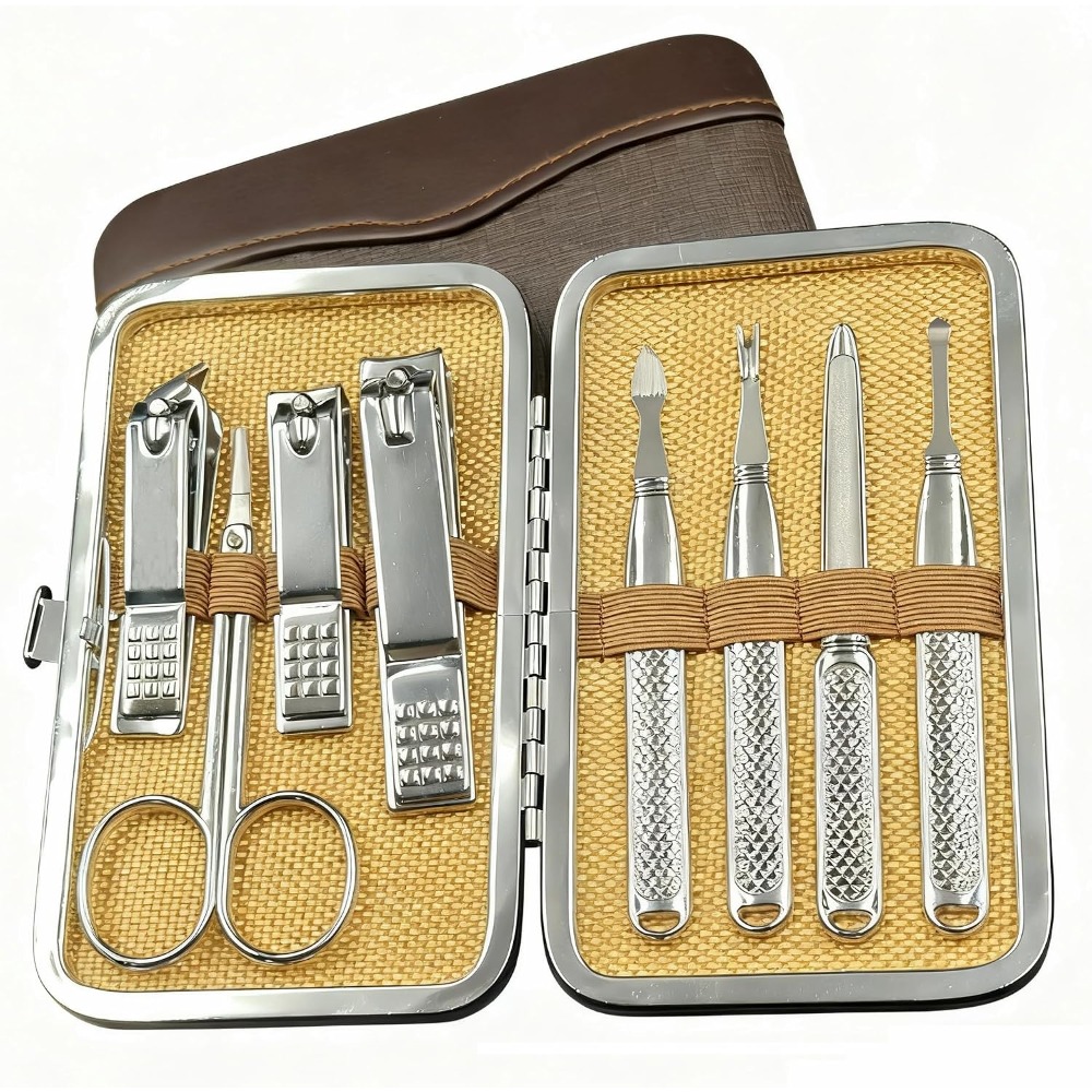 Men'S Grooming Accessories Kit - プロ仕様のマニキュアペディキュアセット 男女兼用 ステンレス製爪切りキット グルーミングツール トラベルレザーケース付き ネイルケアアクセサリー
