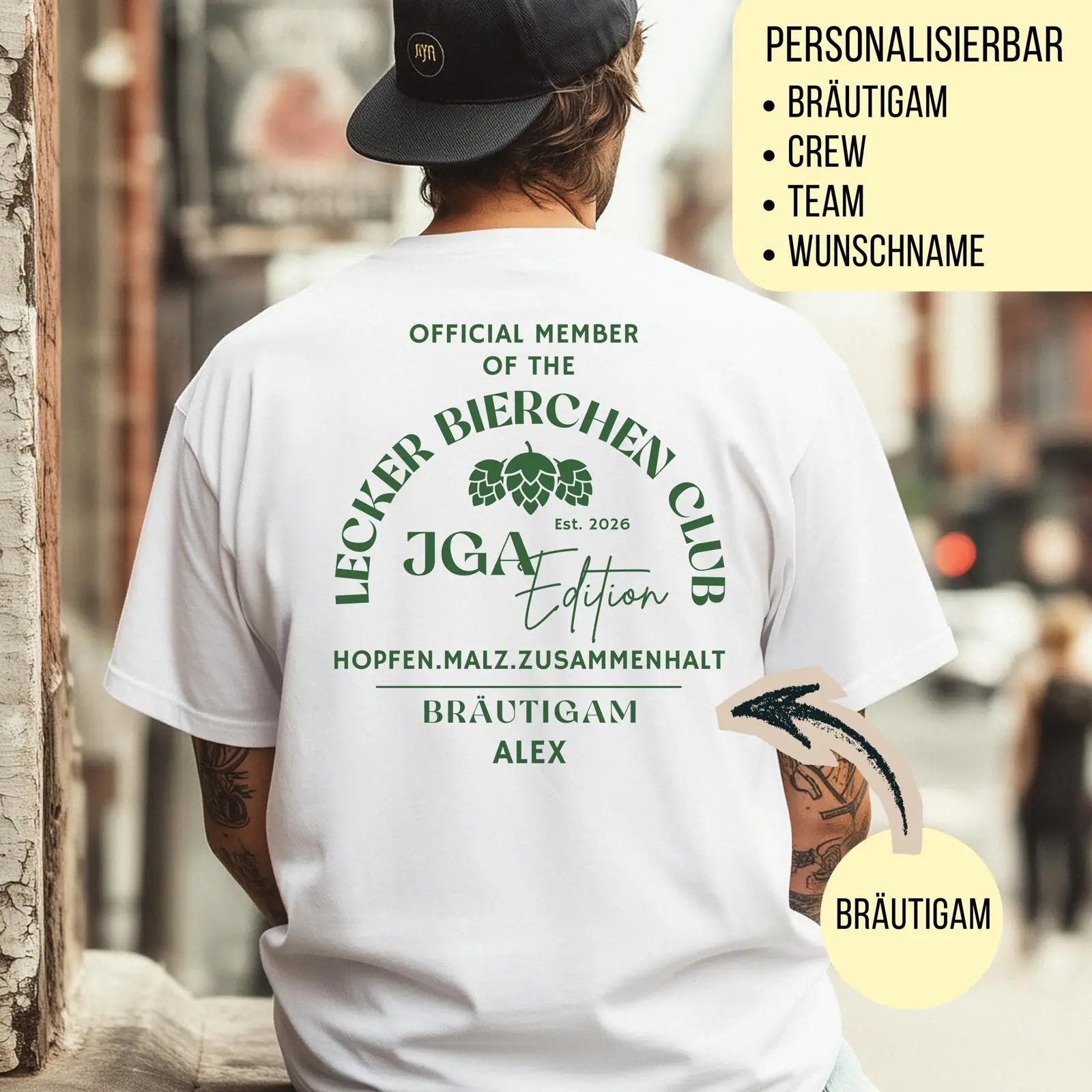 Men'S Grooming Club - パーソナライズされたメンズスタッグパーティーTシャツ カスタムネーム入り 美味しいビールクラブ 新郎介添人 独身グループ衣装 ヴィンテージ風ウォッシュ加工