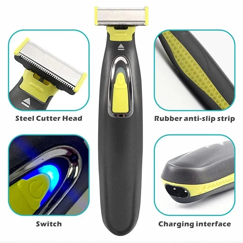 ポータブル USB 充電電気シェーバー T 字型刃全身洗える - Men Grooming Armpit Hair のレビューと価格