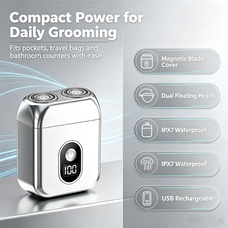デュアルブレード防水マグネット式ミニ電気シェーバー、充電式コ - Men'S Grooming Blade のレビューと価格