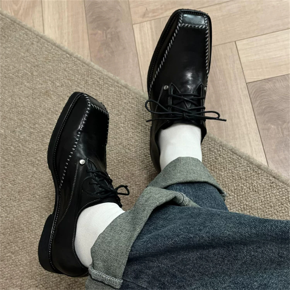 メンズダービーシューズ ブリティッシュスタイル スクエアトゥ - Men'S Grooming For Wedding のレビューと価格
